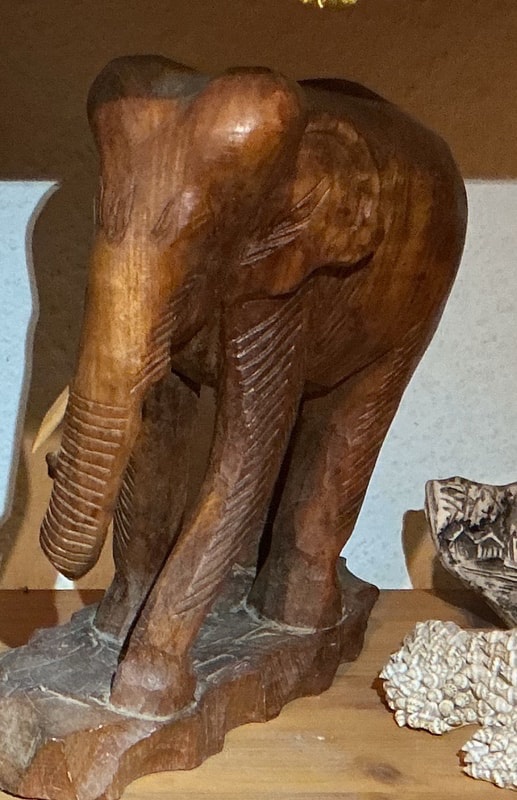 Hand-Carved Wooden Elephant Figurine
