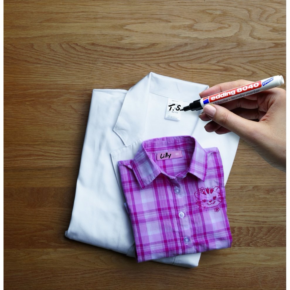 Edding 8040002ÂLaundry Pen Permanent Marking Fabrics and ClothesÂâÂWashing and Can Be Washed at up to 95ÂÂ°C Red