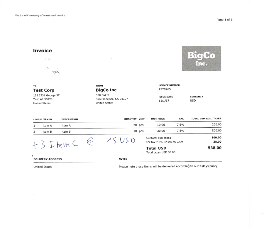 Invoice from BigCo Inc to Test Corp (Copy)